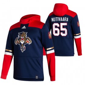 Wholesale Cheap Florida Panthers #65 Markus Nutivaara Adidas Reverse Retro Pullover Hoodie Navy