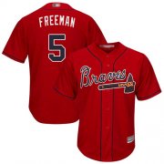 Wholesale Cheap Braves #5 Freddie Freeman Red New Cool Base Stitched MLB Jersey