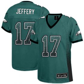 Wholesale Cheap Nike Eagles #17 Alshon Jeffery Midnight Green Team Color Women\'s Stitched NFL Elite Drift Fashion Jersey