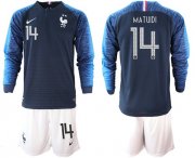 Wholesale Cheap France #14 Matuidi Home Long Sleeves Soccer Country Jersey