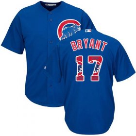 Wholesale Cheap Cubs #17 Kris Bryant Blue Team Logo Fashion Stitched MLB Jersey