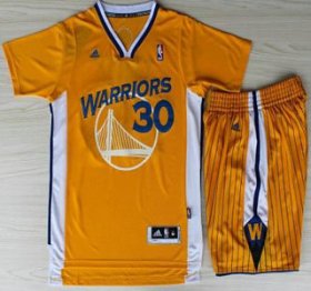Wholesale Cheap Golden State Warriors 30 Stephen Curry Yellow Revolution 30 Swingman NBA Jerseys Shorts NBA Suits