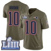 Wholesale Cheap Nike Patriots #10 Josh Gordon Olive Super Bowl LIII Bound Youth Stitched NFL Limited 2017 Salute to Service Jersey