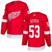 Wholesale Cheap Men's Detroit Red Wings #53 Moritz Seider Red Home Hockey Stitched NHL Jersey