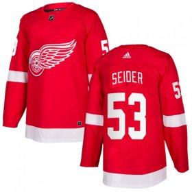 Wholesale Cheap Men\'s Detroit Red Wings #53 Moritz Seider Red Home Hockey Stitched NHL Jersey