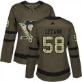 Wholesale Cheap Adidas Penguins #58 Kris Letang Green Salute to Service Women's Stitched NHL Jersey