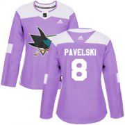 Wholesale Cheap Adidas Sharks #8 Joe Pavelski Purple Authentic Fights Cancer Women's Stitched NHL Jersey