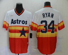 Wholesale Cheap Men\'s Houston Astros #34 Nolan Ryan Orange Rainbow Cooperstown Stitched MLB Cool Base Nike Jersey