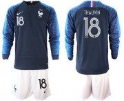 Wholesale Cheap France #18 Thauvin Home Long Sleeves Soccer Country Jersey