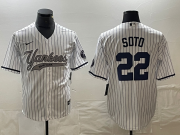 Cheap Men's New York Yankees #22 Juan Soto White With Patch Cool Base Stitched Baseball Jersey