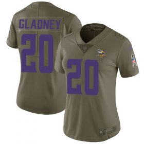 Wholesale Cheap Nike Vikings #20 Jeff Gladney Olive Women\'s Stitched NFL Limited 2017 Salute To Service Jersey