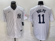 Cheap Men's New York Yankees #11 Anthony Volpe Name White With Patch 2024 Cool Base Stitched Jersey