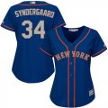 Wholesale Cheap Mets #34 Noah Syndergaard Blue(Grey NO.) Alternate Road Women's Stitched MLB Jersey