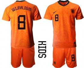 Wholesale Cheap 2021 European Cup Netherlands home Youth 8 soccer jerseys