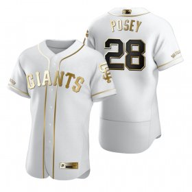 Wholesale Cheap San Francisco Giants #28 Buster Posey White Nike Men\'s Authentic Golden Edition MLB Jersey