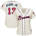 Wholesale Cheap Braves #13 Ronald Acuna Jr. Cream Alternate Women's Stitched MLB Jersey