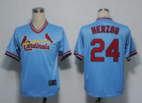 Wholesale Cheap Mitchell And Ness Cardinals #24 Whitey Herzog Blue Throwback Stitched MLB Jersey