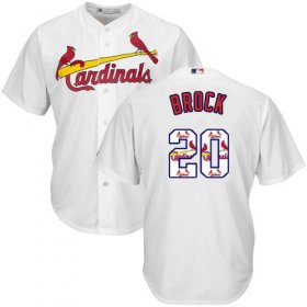 Wholesale Cheap Cardinals #20 Lou Brock White Team Logo Fashion Stitched MLB Jersey