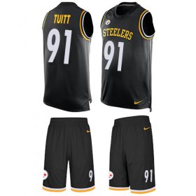 Wholesale Cheap Nike Steelers #91 Stephon Tuitt Black Team Color Men\'s Stitched NFL Limited Tank Top Suit Jersey