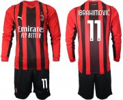 Wholesale Cheap Men 2021-2022 Club Ac Milan home red Long Sleeve 11 Soccer Jersey