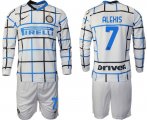 Wholesale Cheap Men 2020-2021 club Inter milan away long sleeve 7 white Soccer Jerseys