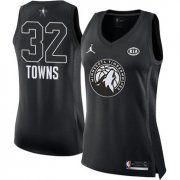 Wholesale Cheap Nike Minnesota Timberwolves #32 Karl-Anthony Towns Black Women's NBA Jordan Swingman 2018 All-Star Game Jersey
