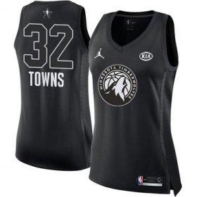 Wholesale Cheap Nike Minnesota Timberwolves #32 Karl-Anthony Towns Black Women\'s NBA Jordan Swingman 2018 All-Star Game Jersey