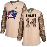 Wholesale Cheap Adidas Blue Jackets #14 Gustav Nyquist Camo Authentic 2017 Veterans Day Stitched Youth NHL Jersey