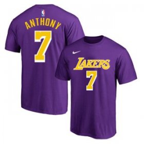 Wholesale Cheap Men\'s Purple Yellow Los Angeles Lakers #7 Carmelo Anthony Basketball T-Shirt