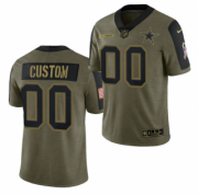 Wholesale Cheap Men's Olive Dallas Cowboys ACTIVE PLAYER Custom 2021 Salute To Service Limited Stitched Jersey