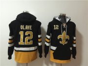 Wholesale Cheap Men's New Orleans Saints #12 Chris Olave Black Ageless Must-Have Lace-Up Pullover Hoodie