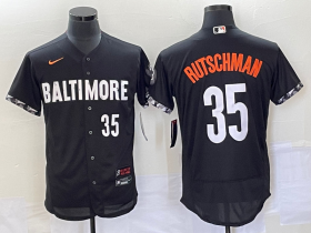 Wholesale Cheap Men\'s Baltimore Orioles #35 Adley Rutschman Number Black 2023 City Connect Flex Base Stitched Jersey 2