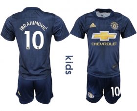 Wholesale Cheap Manchester United #10 Ibrahimovic Third Kid Soccer Club Jersey