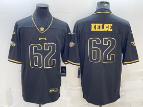 Wholesale Cheap Men\'s Philadelphia Eagles #62 Jason Kelce Black Golden Edition Stitched NFL Nike Limited Jersey