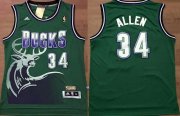 Wholesale Cheap Men's Milwaukee Bucks #34 Ray Allen ABA Hardwood Classic Swingman Green Throwback Jersey