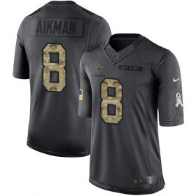Wholesale Cheap Nike Cowboys #8 Troy Aikman Black Men\'s Stitched NFL Limited 2016 Salute To Service Jersey