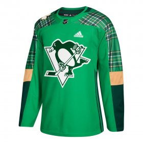 Wholesale Cheap Adidas Penguins Blank adidas Green St. Patrick\'s Day Authentic Practice Stitched NHL Jersey