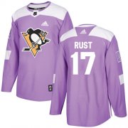 Wholesale Cheap Adidas Penguins #17 Bryan Rust Purple Authentic Fights Cancer Stitched NHL Jersey