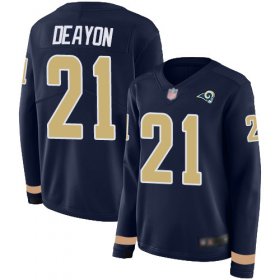 Wholesale Cheap Nike Rams #21 Donte Deayon Navy Blue Team Color Women\'s Stitched NFL Limited Therma Long Sleeve Jersey
