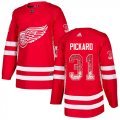 Wholesale Cheap Adidas Red Wings #31 Calvin Pickard Red Home Authentic Drift Fashion Stitched NHL Jersey