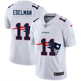Wholesale Cheap New England Patriots #11 Julian Edelman White Men\'s Nike Team Logo Dual Overlap Limited NFL Jersey