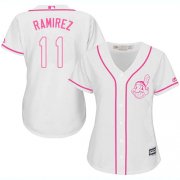 Wholesale Cheap Indians #11 Jose Ramirez White/Pink Fashion Women's Stitched MLB Jersey