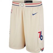 Wholesale Cheap Men's Philadelphia 76ers Nike Cream City Edition Swingman Shorts