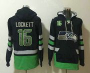 Wholesale Cheap Men's Seattle Seahawks #16 Tyler Lockett NEW Navy Blue Pocket Stitched NFL Pullover Hoodie