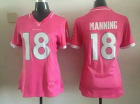 Wholesale Cheap Nike Broncos #18 Peyton Manning Pink Women\'s Stitched NFL Elite Bubble Gum Jersey