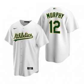 Wholesale Cheap Men\'s Oakland Athletics #12 Sean Murphy White Cool Base Stitched Jersey