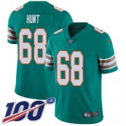 Wholesale Cheap Nike Dolphins #68 Robert Hunt Aqua Green Alternate Youth Stitched NFL 100th Season Vapor Untouchable Limited Jersey