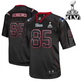 Wholesale Cheap Patriots #85 Chad OchoCinco Lights Out Black Super Bowl XLVI Embroidered NFL Jersey