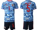 Cheap Men's Japan #5 Nagatomo Blue Home Soccer Jersey Suit