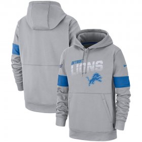Wholesale Cheap Detroit Lions Nike Sideline Team Logo Performance Pullover Hoodie Gray